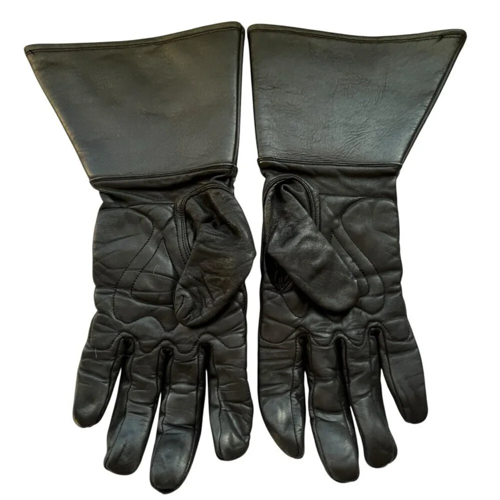 Harley Davidson Womens Motorcycle Gauntlet Black Leather Gloves Size Large Moto